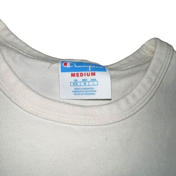 Vtg Champion Reverse Weave Shirt Size Medium Whote Butterfly Embroiderey - Picture 3 of 6